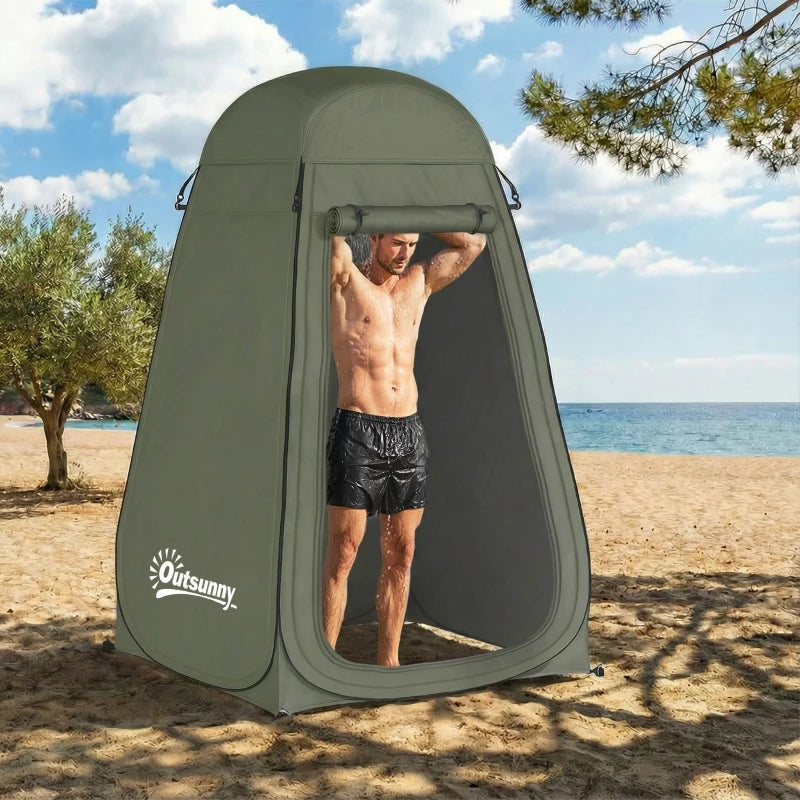 Pop Up Shower Tent, Portable Privacy Room for Outdoor Changing, Dressing, Fishing Storage with Carrying Bag, Green