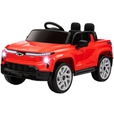 Qaba 12V CHEVROLET SILVERADO EV RST Licensed Kids Car w/ Remote, Spring Suspension, Soft Start, Training Wheels, Red 
