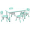 Qaba Kids Table & 4 Chair Set: Adjustable Height, Durable, Easy Clean for Toddlers in Green