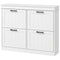 HOMCOM Space-Saving Shoe Storage Cabinet 4 Flip Drawers Adjustable Shelves for 20 Pairs Shoes White
