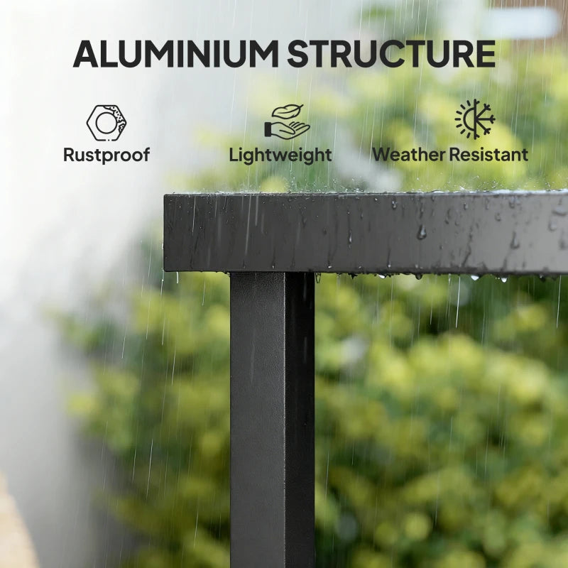 Patio Dining Table for 8, Rectangular Aluminum Outdoor Table for Garden Lawn Backyard, Natural