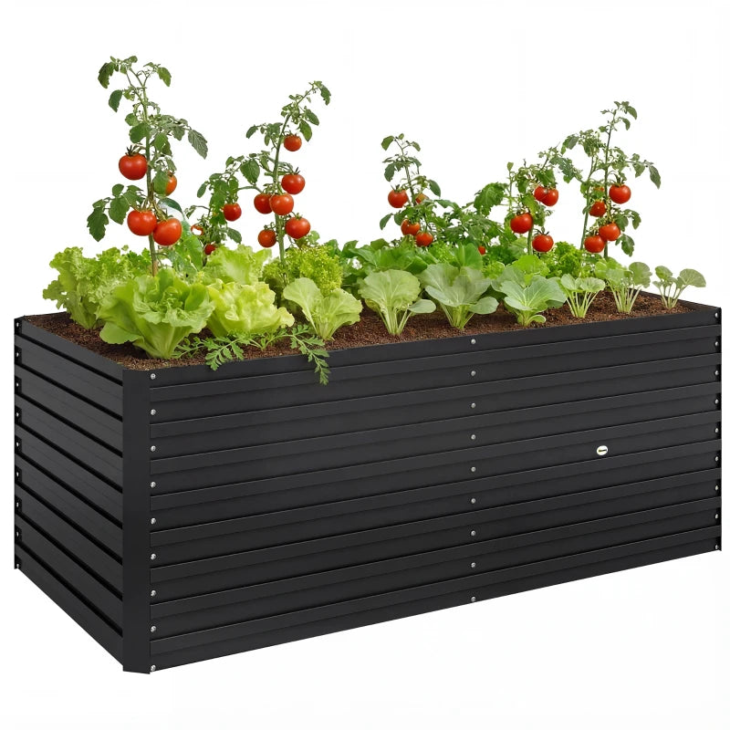 5' x 3' x 2' Raised Garden Bed, Galvanized Planter Box for Growing Flowers, Herbs and Vegetables, Black