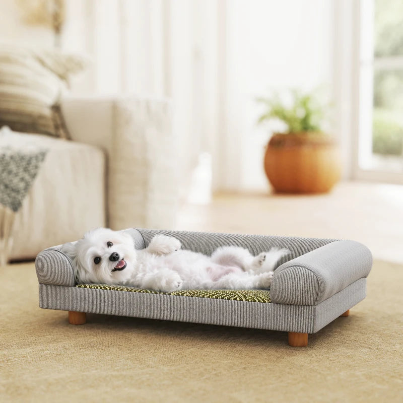 Pet Sofa, Dog Couch Bed for Small Dogs, Elevated Pet Sofa with Solid Feet for Indoor Kittens, Grey