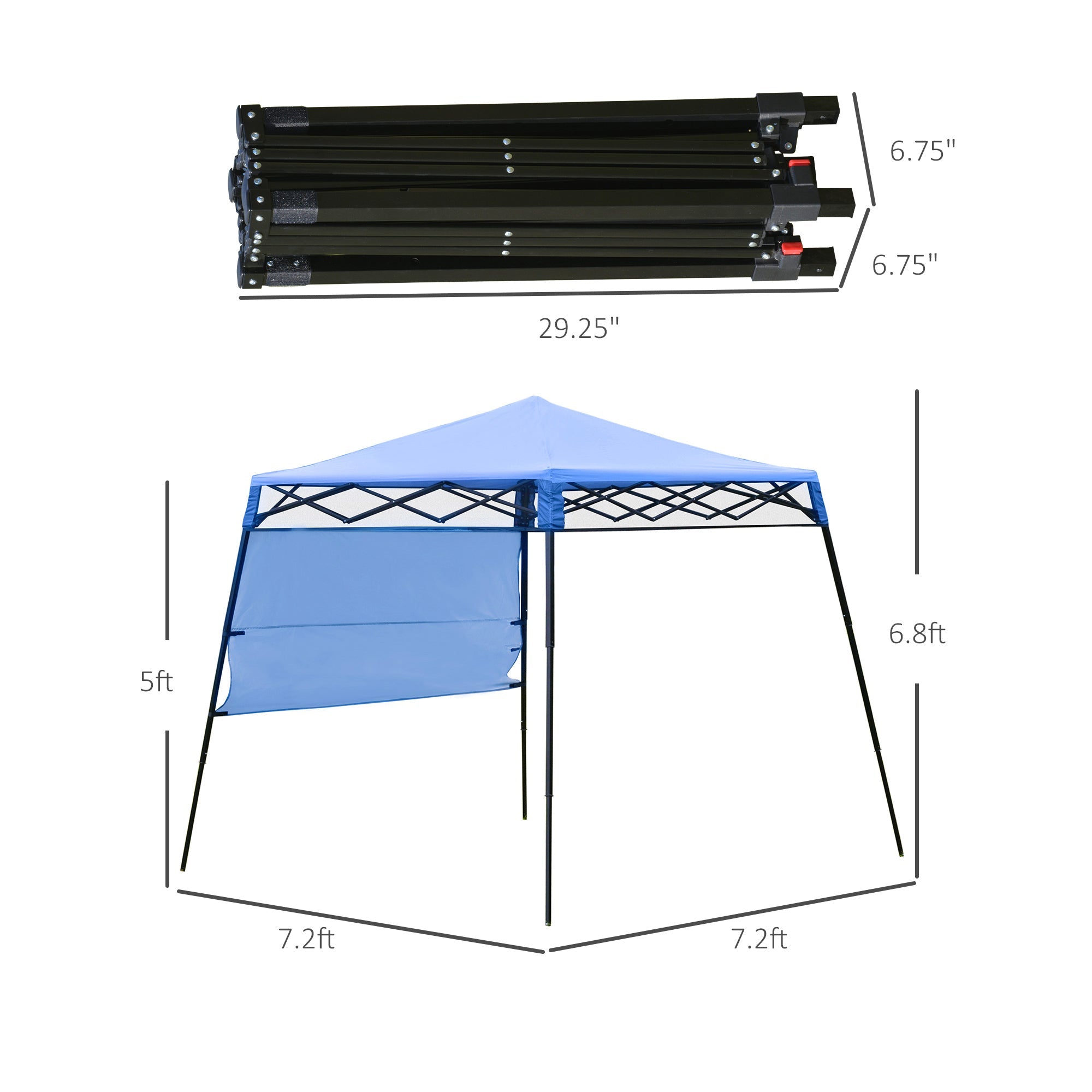 Outsunny Garden Pop Up Gazebo Tent 7'x7' with Backpack Adjustable Legs Outdoor Canopy Blue Black 
