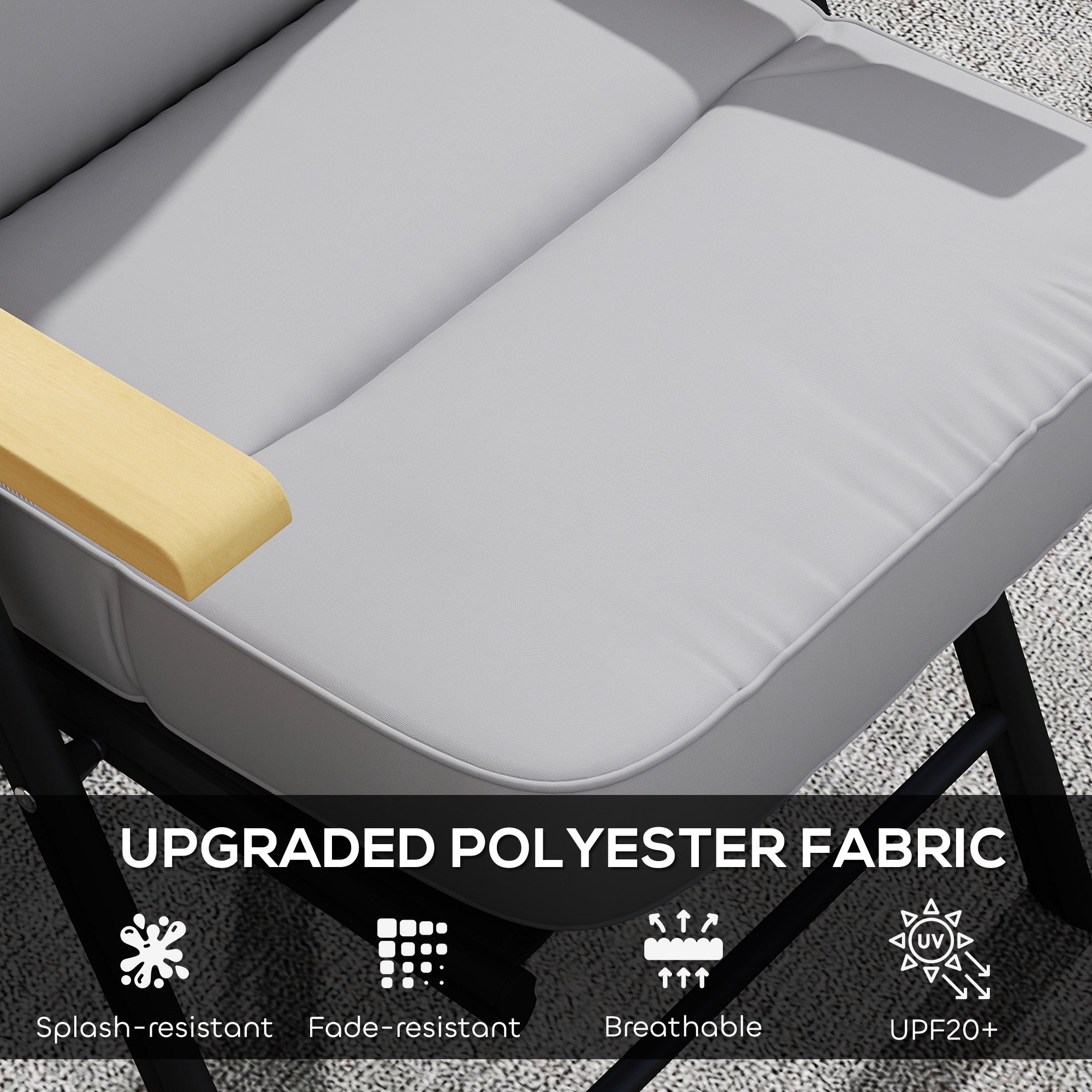 Outsunny Outdoor Seat Cushion with Back, Outdoor Chair Cushion with Ties and Adjustable Strap, UPF 20+Non-Slip Patio Cushion Replacement for Outdoor Chair, Light Grey 