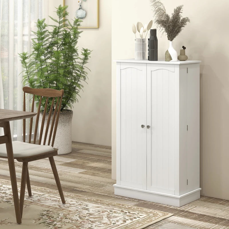 Freestanding Pantry Cabinet 41 Inch Kitchen Pantry with Spice Racks and Adjustable Shelves for Home Use, White