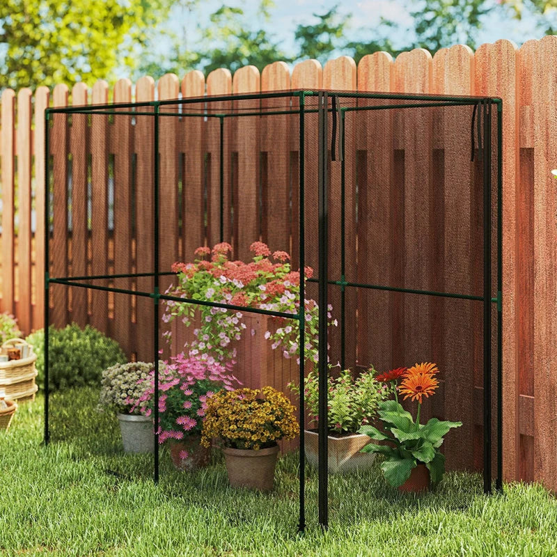 Crop Cage, Plant Protection Tent with Zippered Door, Plant Protector from Animals for Vegetables Flowers Fruits, Black