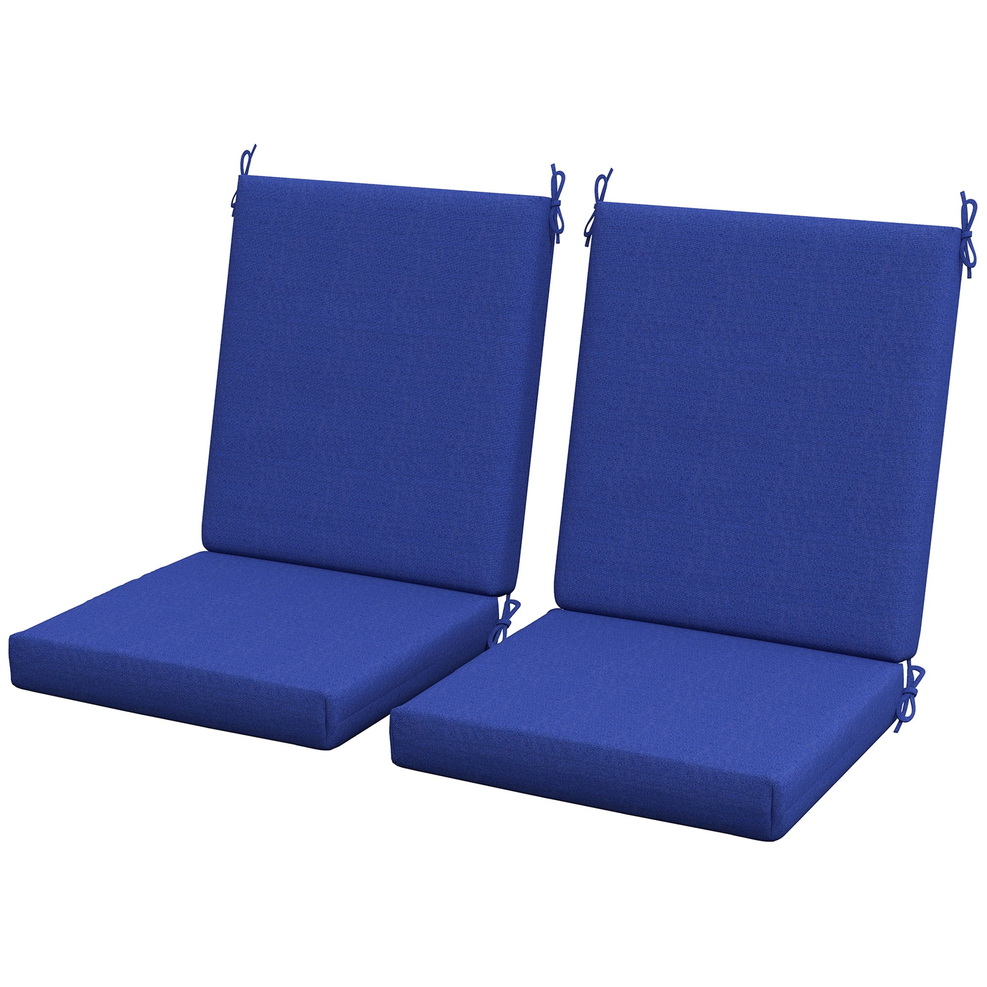 Outsunny 2-Pack Navy Dining Chair Cushions, Outdoor Seat Pads with Back, Fade-Resistant Polyester for Enhanced Comfort 