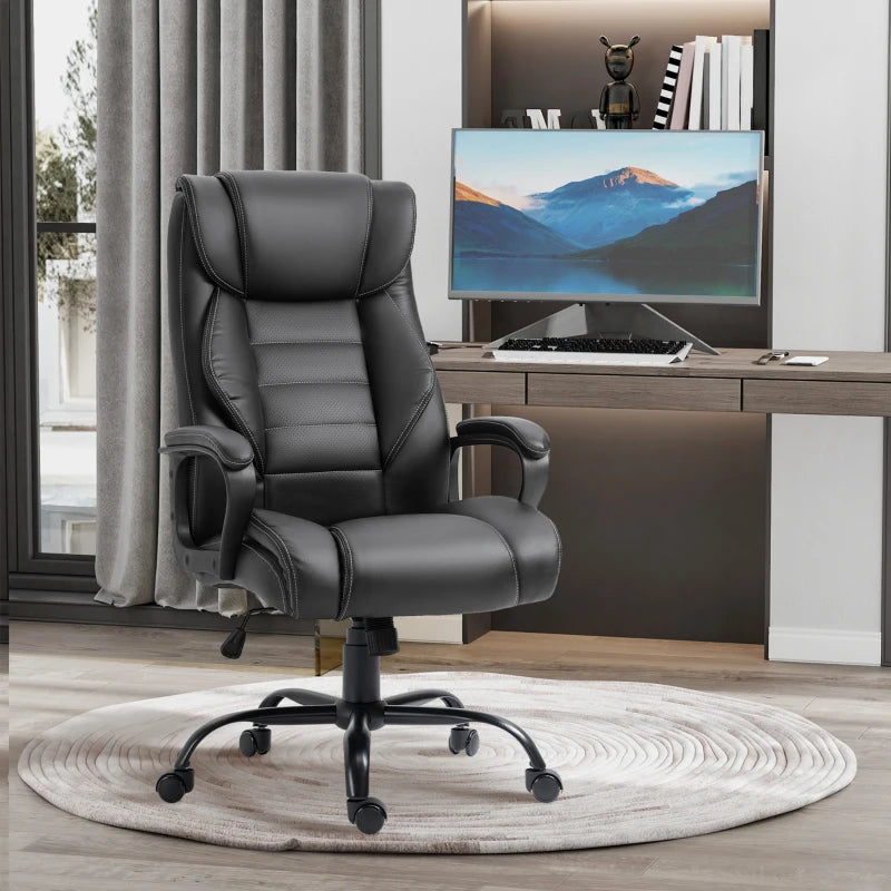 Massage Office Chair, High Back Executive Office Chair with 6-Point Vibration, Timer, Adjustable Height, Swivel Seat and Rocking Function, Black