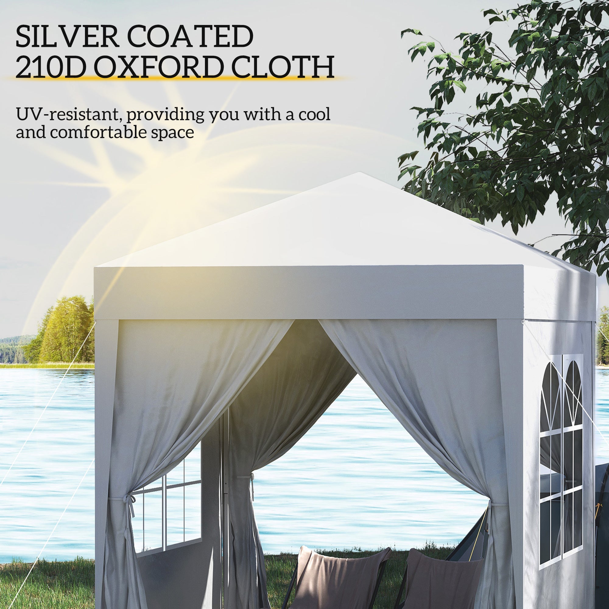 Outsunny Pop Up Party Tent 6.6x6.6ft Outdoor Folding Gazebo Canopy with Side Walls Easy Setup for Events White 