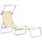 Outsunny Outdoor Lounge Chair with Sun Shade Adjustable for Beach Camping Hiking Backyard Comfortable Beige