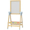 Qaba Wooden Art Easel, Double Sided Kids Easel with Height Adjustable Chalkboard and Magnetic Whiteboard, Natural