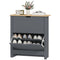 Shoe Storage Cabinet with 2 Flip Drawers and Adjustable Shelves for 12 Pairs of Shoes, Dark Grey