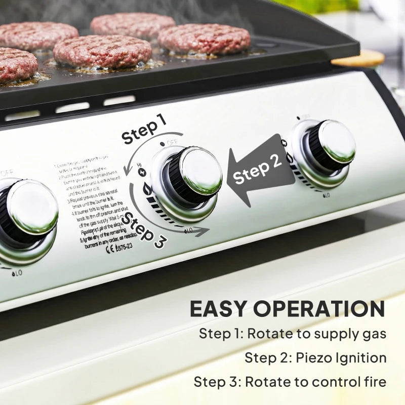 🔥 3-Burner Propane Gas Griddle Grill with Lid – Portable Outdoor BBQ (Black)