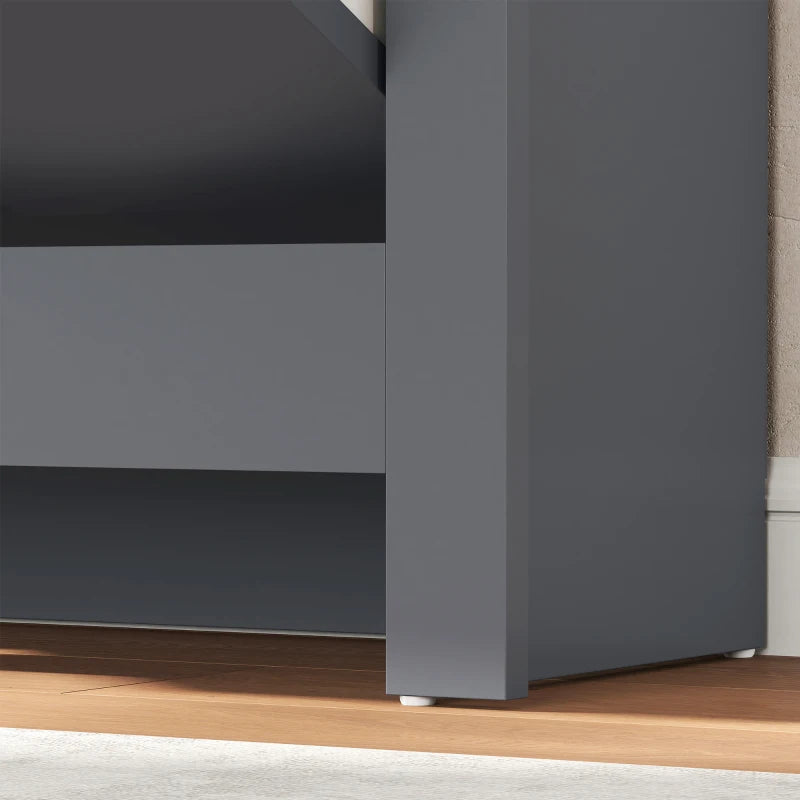 Shoe Storage Cabinet with 2 Flip Drawers and Adjustable Shelves for 12 Pairs of Shoes, Dark Grey