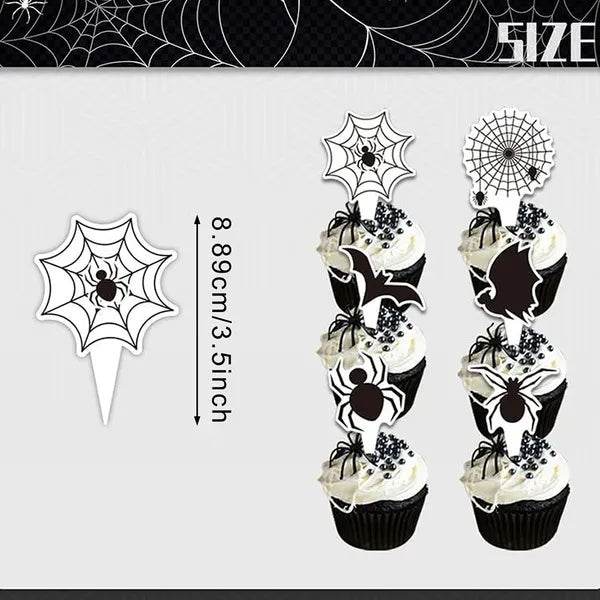 3 Tier Halloween Cupcake Stand Black Spider Web Cardboard Cupcake Stand Spider Bat Cupcake Toppers Halloween Cupcake Holder Tower For Halloween Birthday Party Supplies 