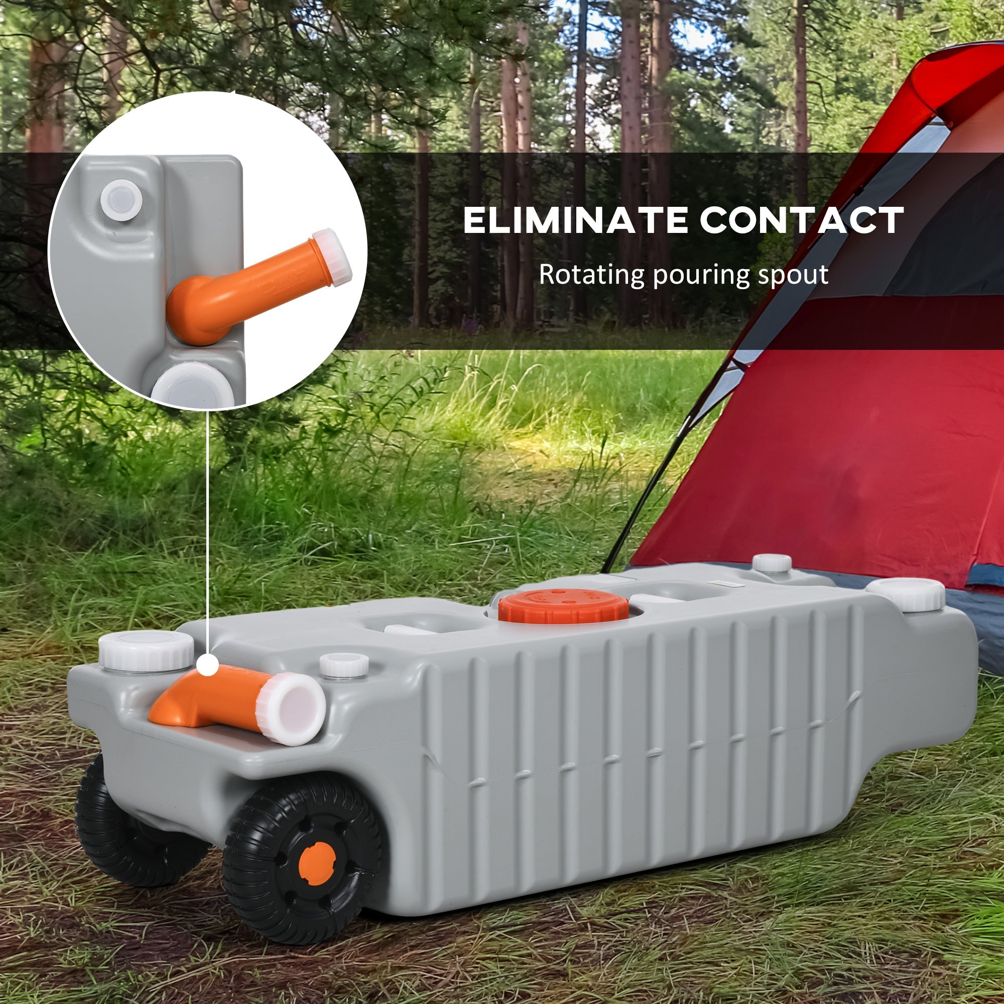 Outsunny RV Portable Waste Water Tank: 19.8 Gallon, with Rotating Drain Spout, Level Indicator, 3 Wheels for Easy Transport 