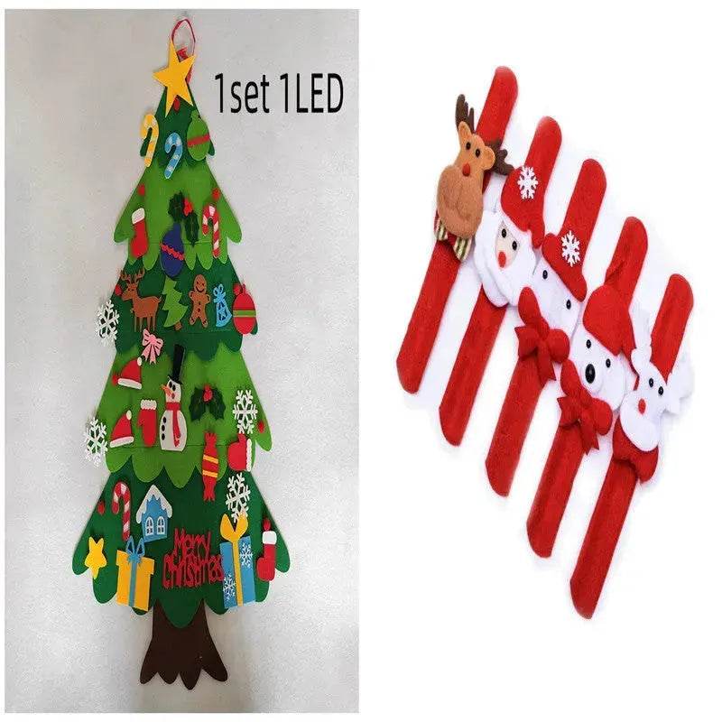 DIY Felt Christmas Tree New Year Toddler Kids Handmade Gift Toys Door Wall Hanging Ornaments Holiday Party Home Decor Set 
