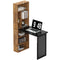 Fold-out Convertible Office Desk, Wall Mount Computer Desk with Blackboard and Side Shelf, Rustic Brown