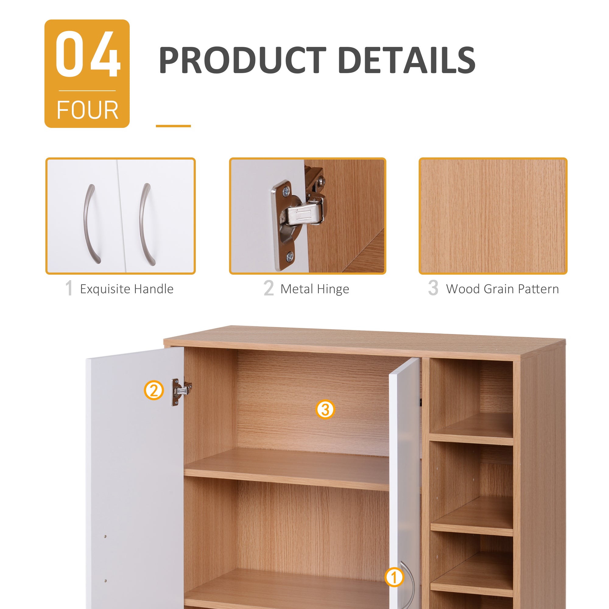 HOMCOM Organizational Haven: Freestanding Storage Cabinet with Adjustable Shelf, Perfect for Living Room, Entryway, Hallway, White Wood 