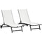 Outdoor Lounge Chair Set of 2, Tanning Chair with Wheels, Breathable Mesh for Patio, Backyard, Poolside, Cream White