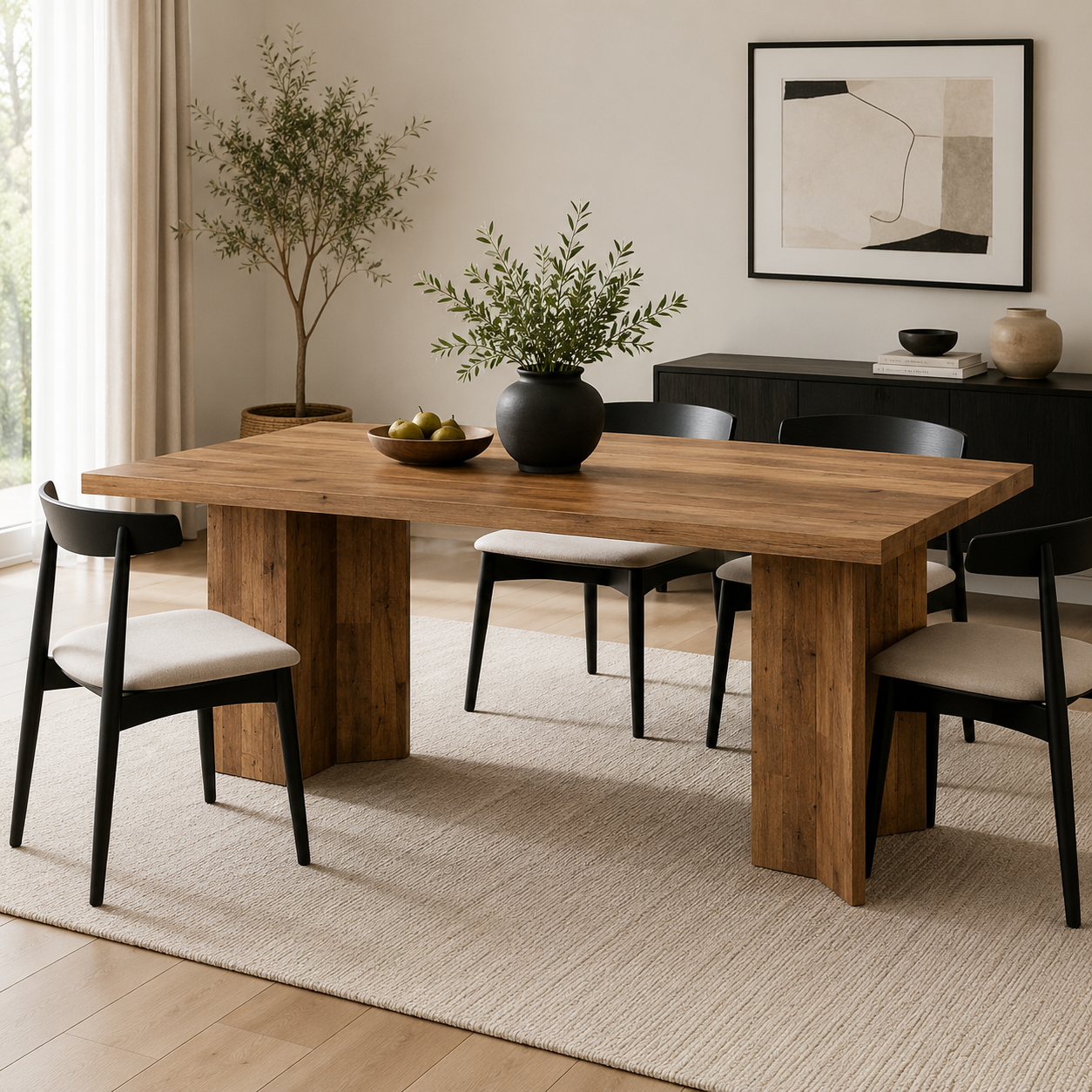 Rustic 63” Dining Table for 4-6 People