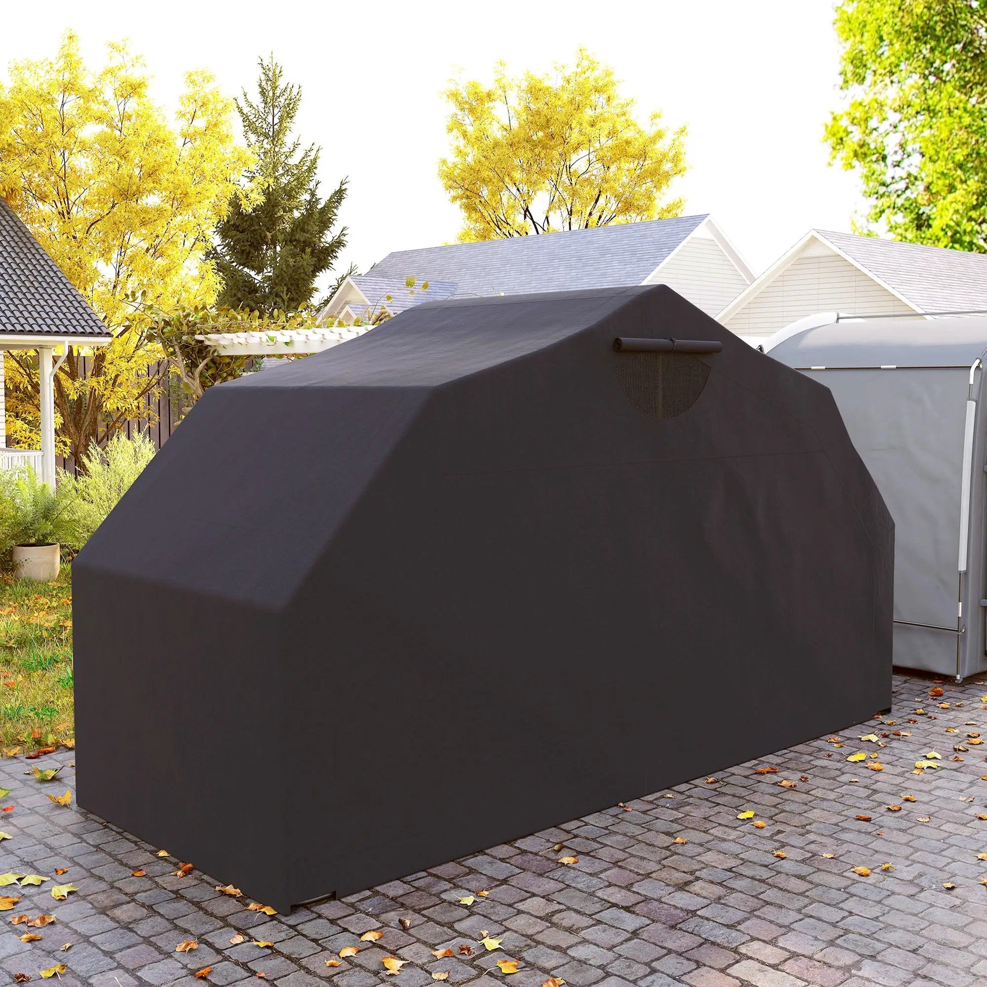 Outsunny Motorcycle Shelter, Waterproof Motorcycle Cover Tent with 2 Mesh Windows, UV Protected & Dustproof Bike Storage Shed 