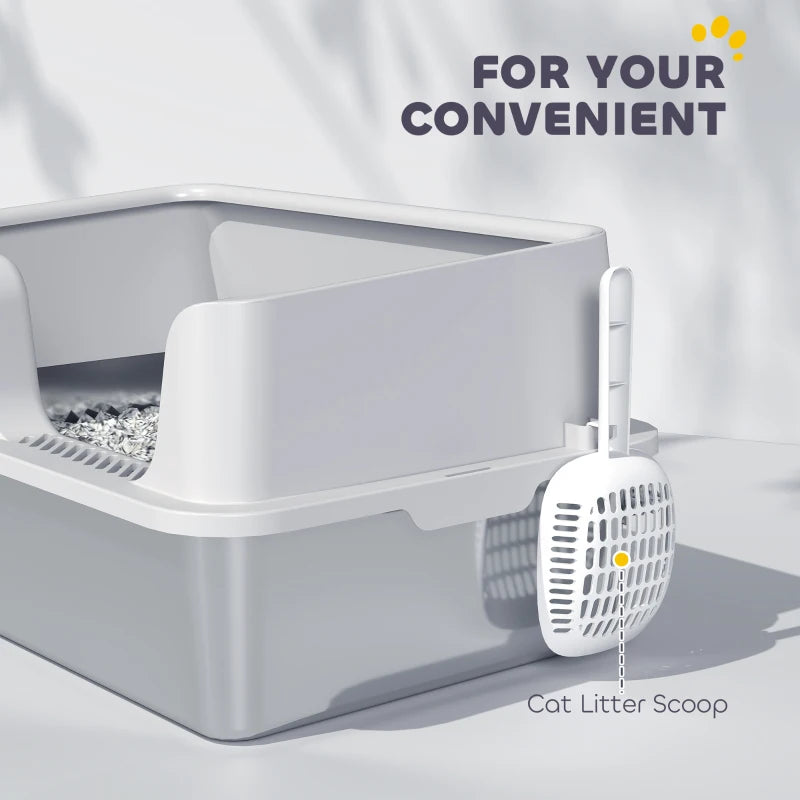 Stainless Steel Cat Litter Box with Lid with Scoop, High Sided, Non-Stick, & Anti-Urine Leakage, Easy Cleaning