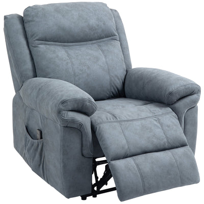 HOMCOM Manual Recliner Chair with Vibration Massage, Side Pockets, Microfibre Reclining Chair for Living Room, Blue 