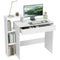 Desk with Storage, Computer Desk with 3 Open Shelves and Drawer White