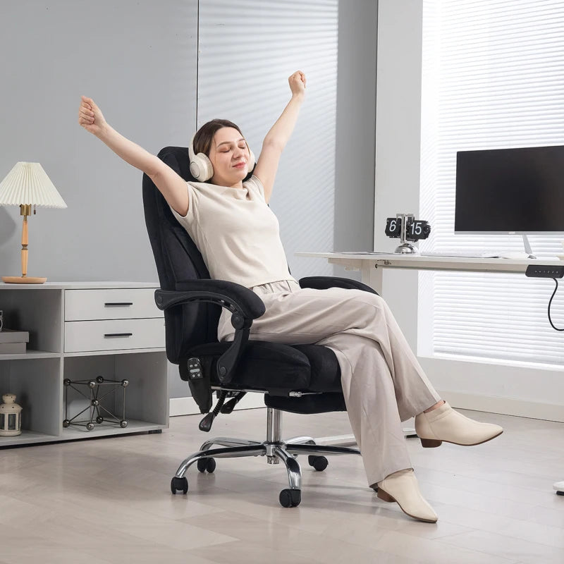 Massage Office Chair, Reclining Computer Chair with Adjustable Height and Footrest, Black