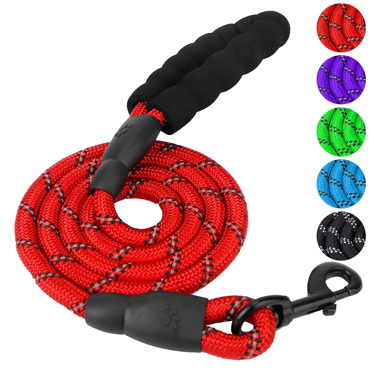 5FT Dog Leash Dog Training Walking Lead w/ Foam Handle Highly Reflective Treads Strong Nylon Dog Rope For Small Medium Dogs