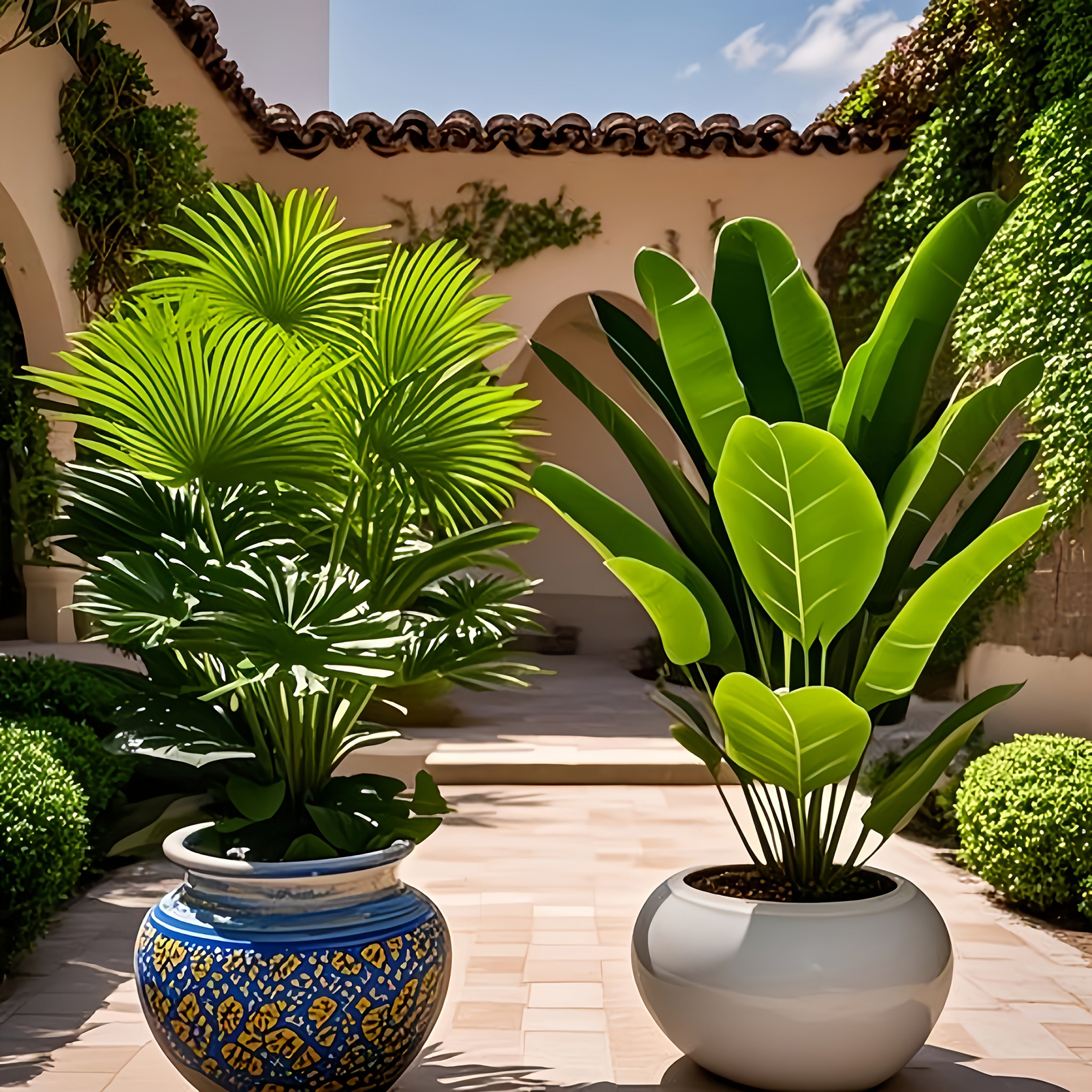 2pcs set of large artificial palm trees - UV resistant, suitable for indoor and outdoor decoration, home, hotel, garden, office, wedding and vacation scenes, floor placement, multifunctional room decoration, green leaf archit 