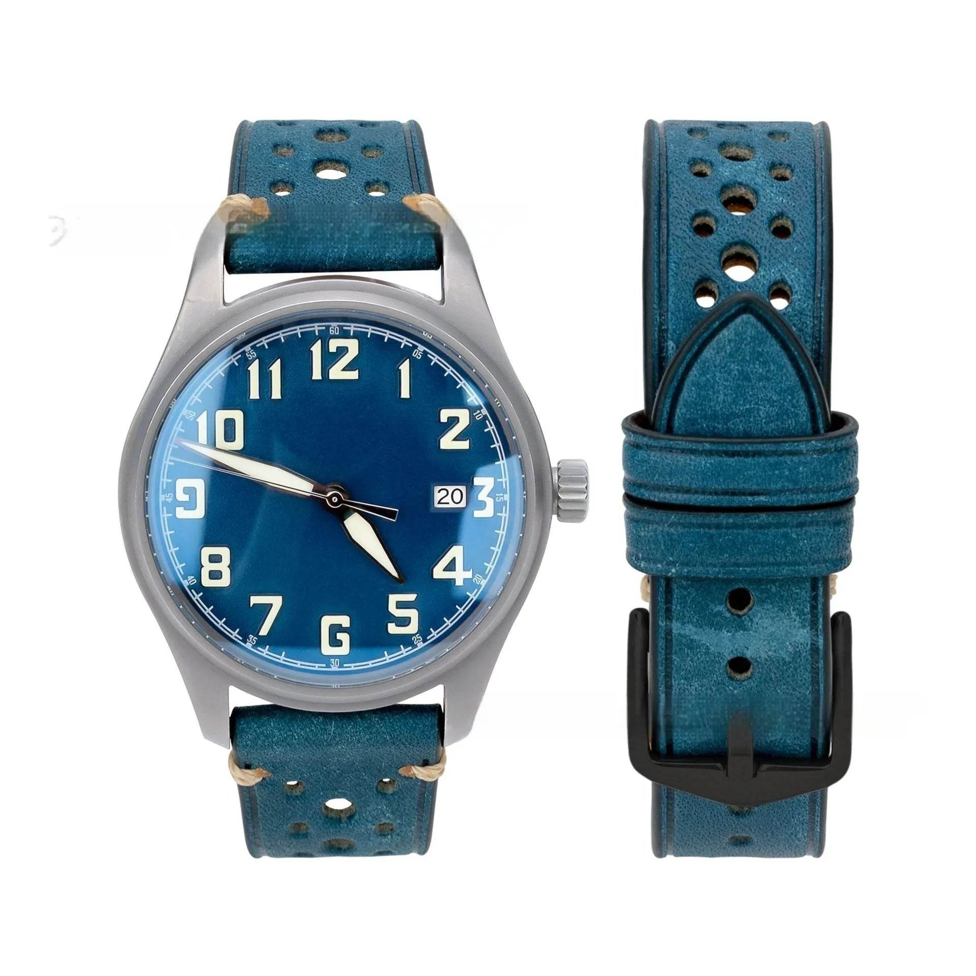 20mm Watch First Layer Cow Leather Watch Strap Retro Comfort 