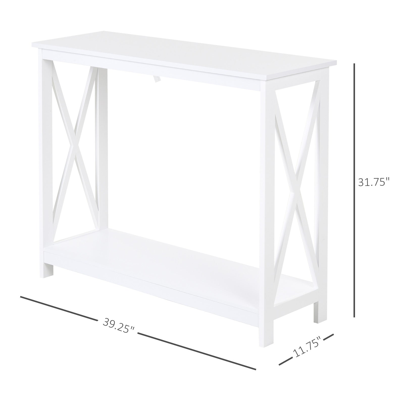 HOMCOM X-Design Console Table: Modern Sofa Side Table with Storage Shelf, Living Room/Entryway, White 