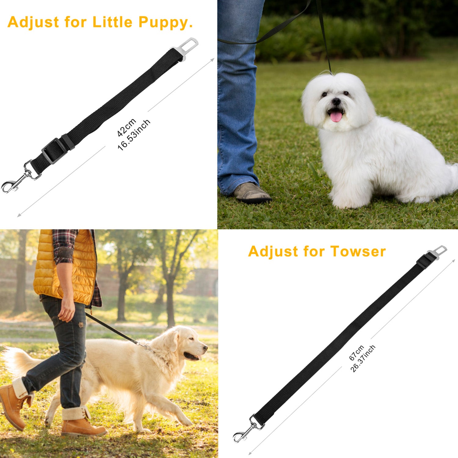 2Pcs Pet Dog Seat Belt Leash Adjustable Pet Dog Cat Safety Leads Harness Car Vehicle Nylon Fabric Seatbelt Strap