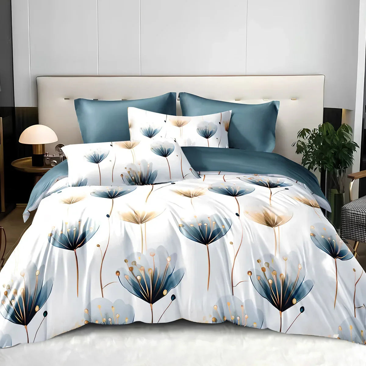 3-piece Set Of Simple And Fresh Blue And White Floral Duvet Cover, Polyester Bedroom Decoration Bedding Set Twin Full Queen King Size 