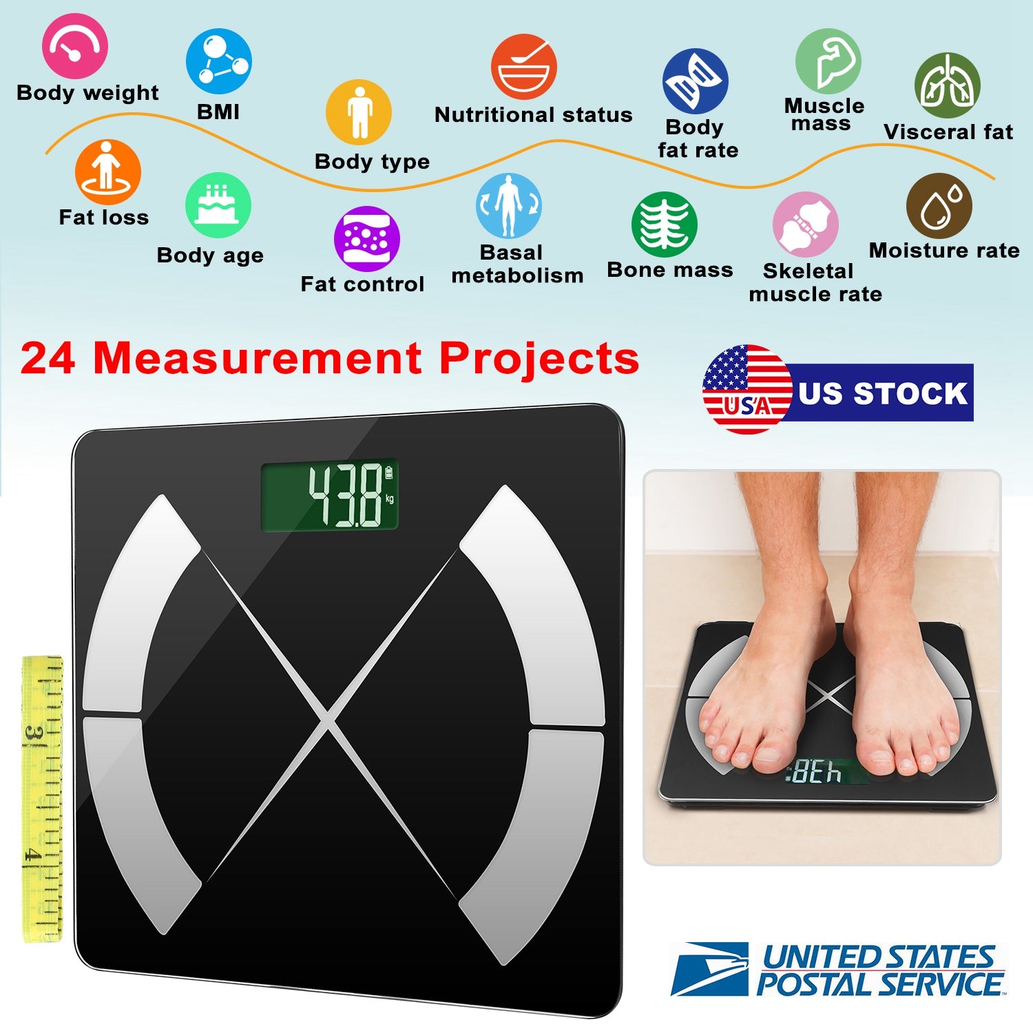 Smart Body Composition Scale Fat Monitor Digital APP Scale BMI Health Analyzer