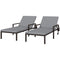 Outsunny 2 Piece Wicker Chaise Lounger PE Rattan Outdoor Lounge Chair Recliner with Adjustable Backrest and 2 Wheels, Grey