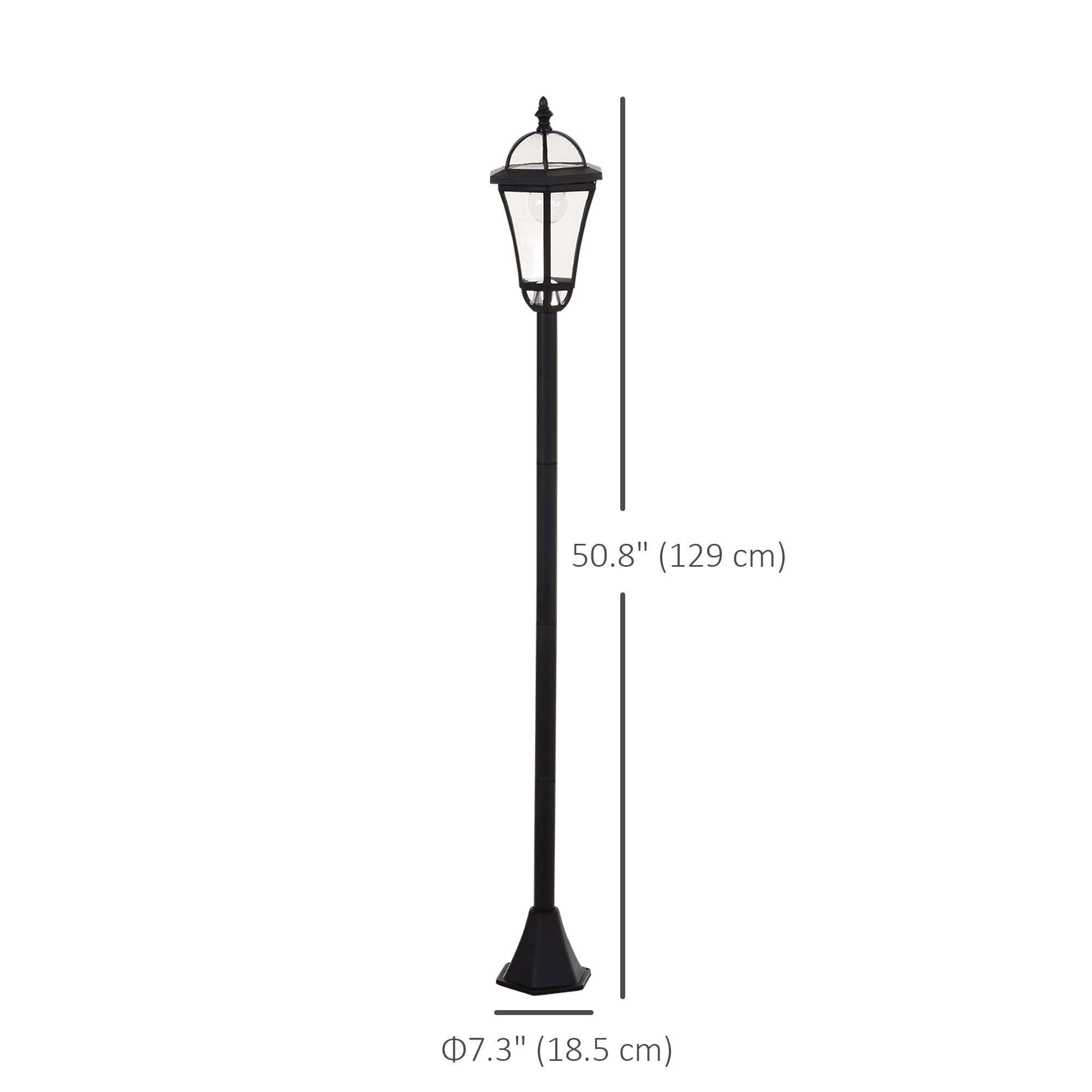 Outsunny Solar LED Outdoor Lamp Post: Auto Switch Lantern for Patio/Pathway, Water-Resistant in Black 