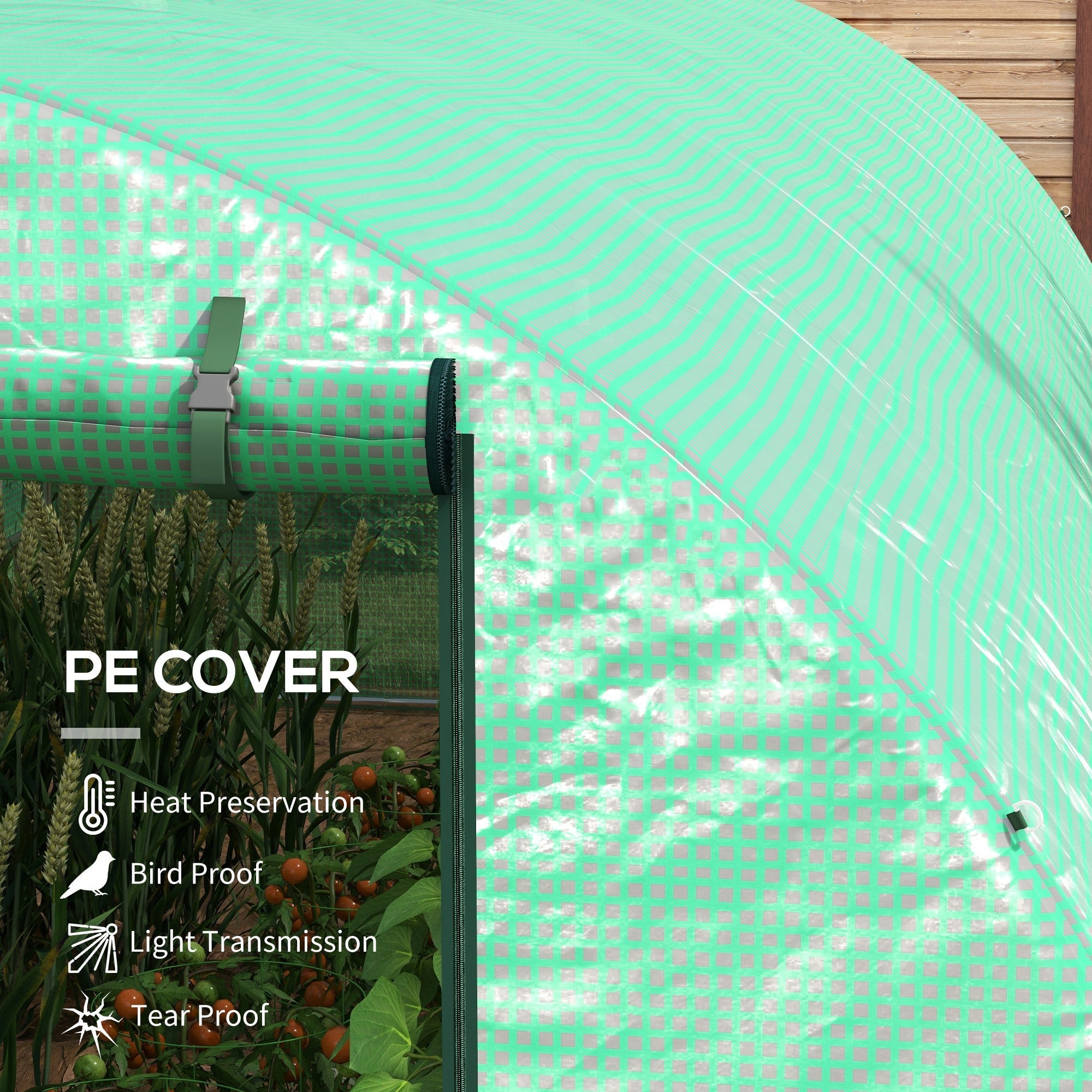 Outsunny 20'x10' Walk-In Greenhouse Sprinkler System Tunnel Wide Roll-Up Door 12 Mesh Windows Green 