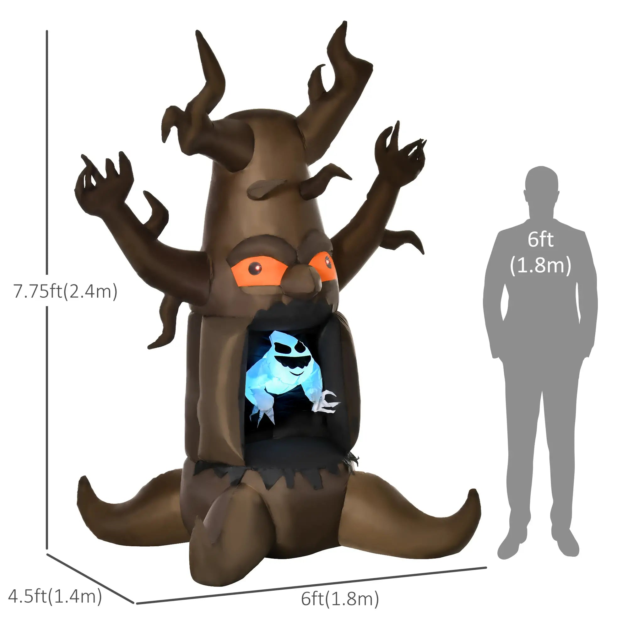 HOMCOM Inflatable Haunted Tree – LED Lighted Halloween Decoration with Owl, Ghost, and Pumpkins 
