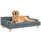 Elevated Dog Sofa Bed, Cat Couch with Cushion, Washable Cover, Wooden Legs, for Medium & Large Dogs, Dark Grey