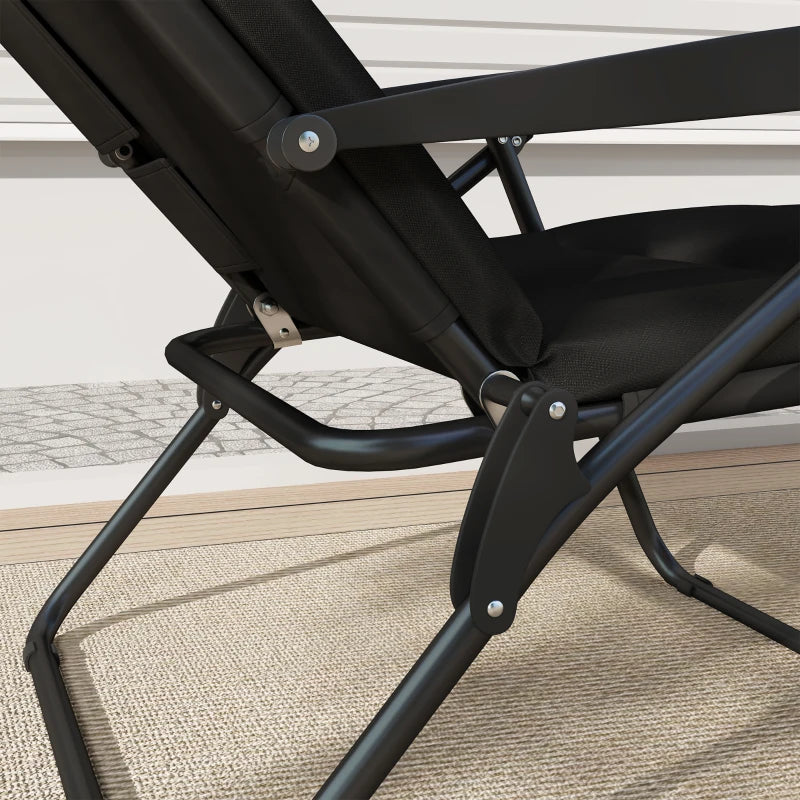 Foldable Lounge Chair, Reclining Patio Sun Lounger with 6-Position Adjustable Back, Black