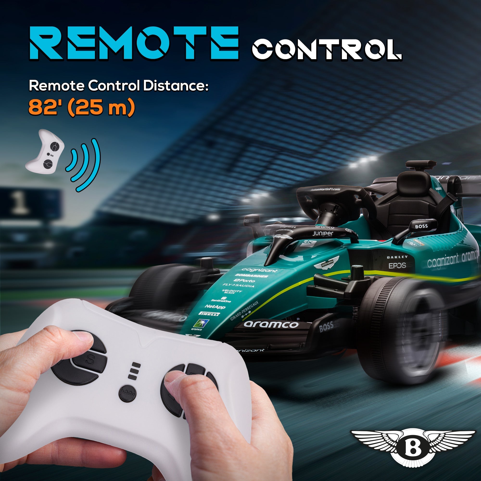 Qaba 12V Electric Go Kart, Kids Ride on Car with 4 Shock-Absorbing Wheels, Remote Control, Lights, Green 