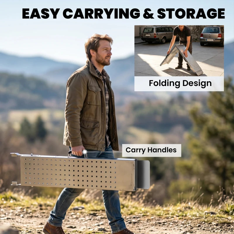 Folding Loading Ramps for Motorcycles, ATVs & Lawn Equipment – 2 Pack, 880 lb Capacity