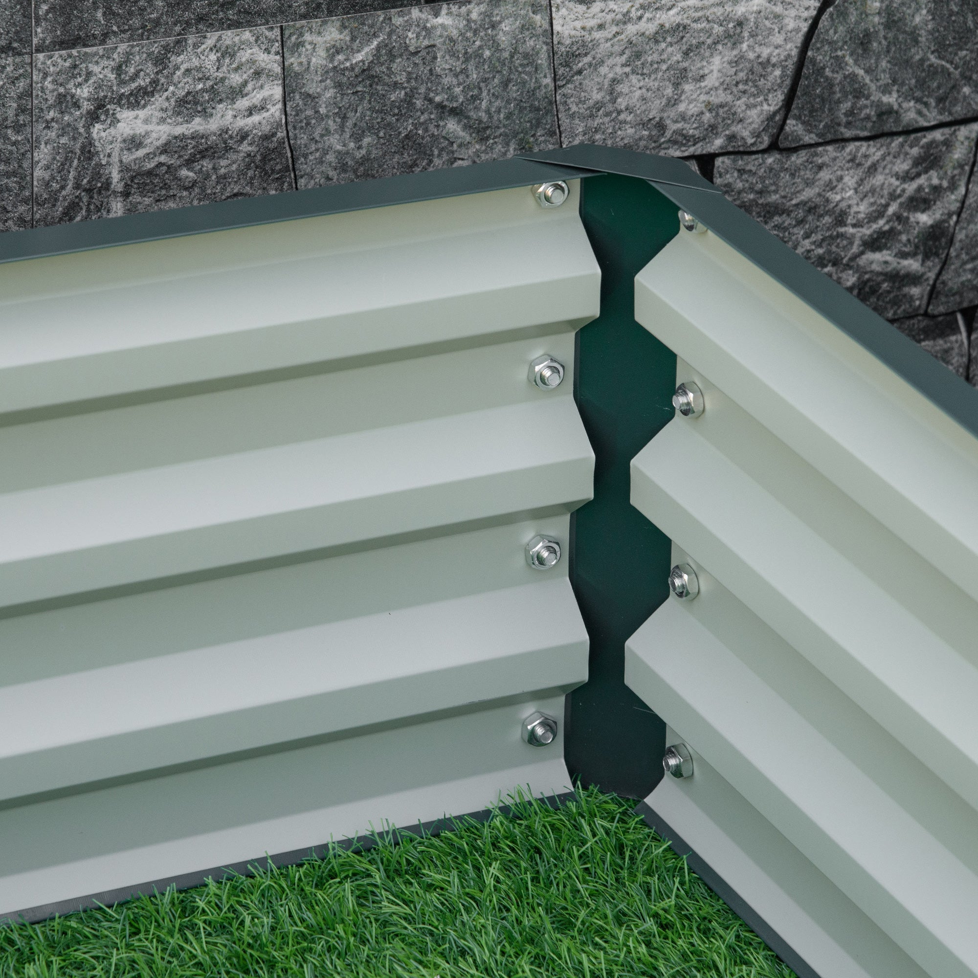 Outsunny Raised Planter Box 4'x4'x1' Galvanized Steel Garden Bed Vegetables Flowers Herbs Gardening Patio Green 