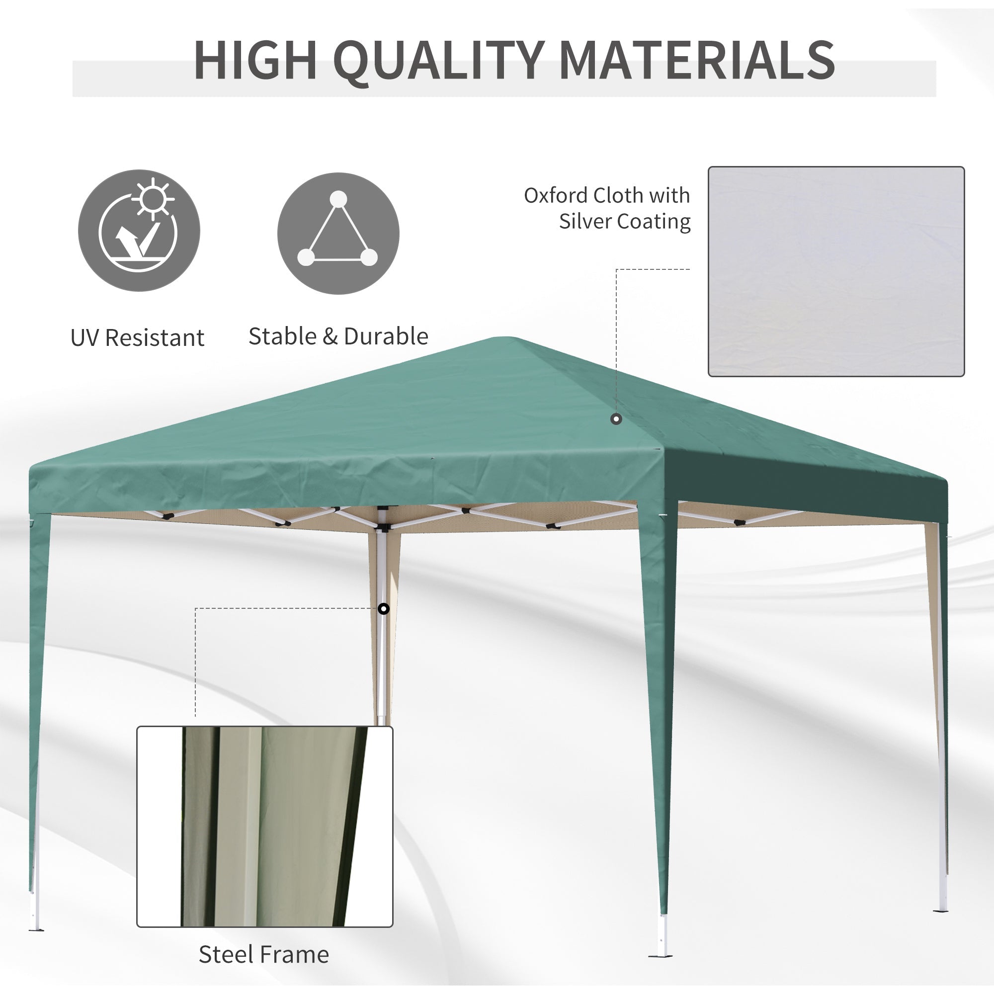 Outsunny 10x10ft Folding Pop Up Tent Outdoor Gazebo Canopy w/ Carrying Bag  Green 