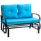 Outsunny 2-Person Outdoor Glider Chair, Patio Double Rocking Loveseat with Steel Frame & Cushions, Blue