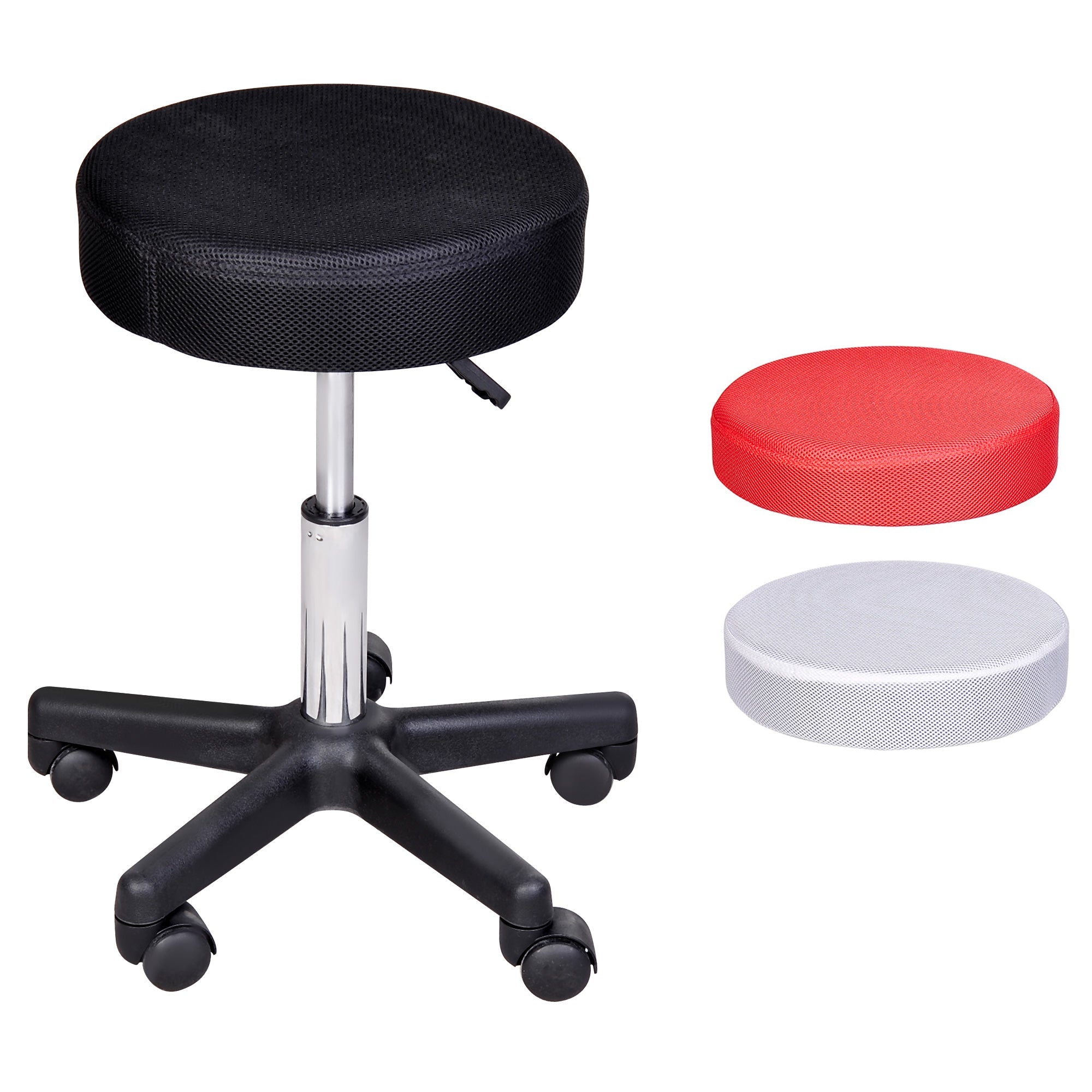 HOMCOM Salon Spa Stool Adjustable Height Rolling Chair Multi Color Comfort Double Nets Cloth Sponge 
